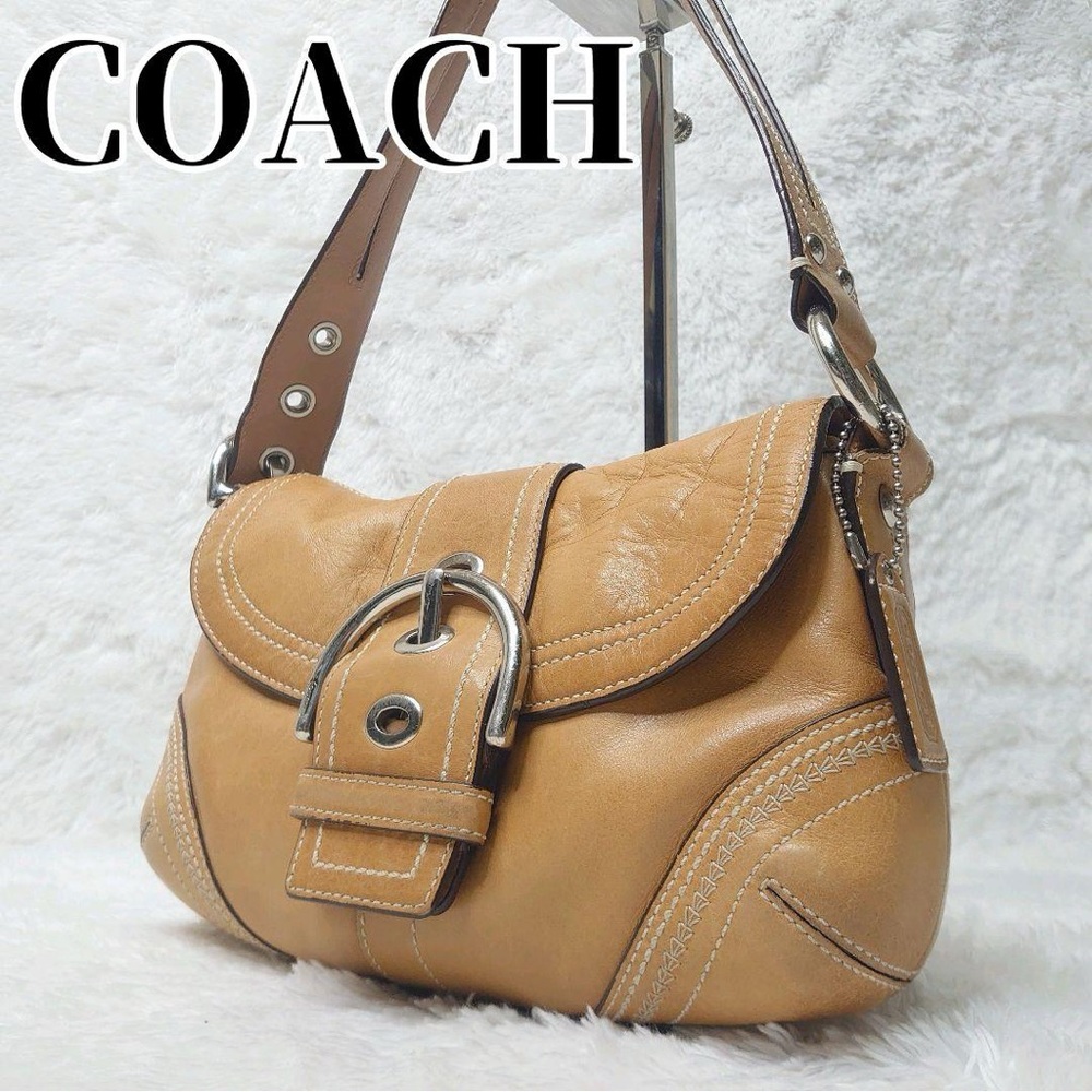 Authentic Coach Brown Leather Buckle Shoulder Bag #105772